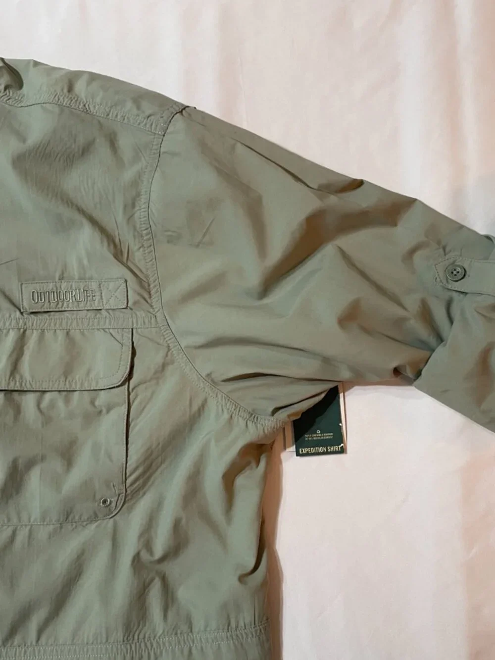 OutdoorLIfe Mens Expedition Shirt, Popular Sea Grass Color, Long Sleeve